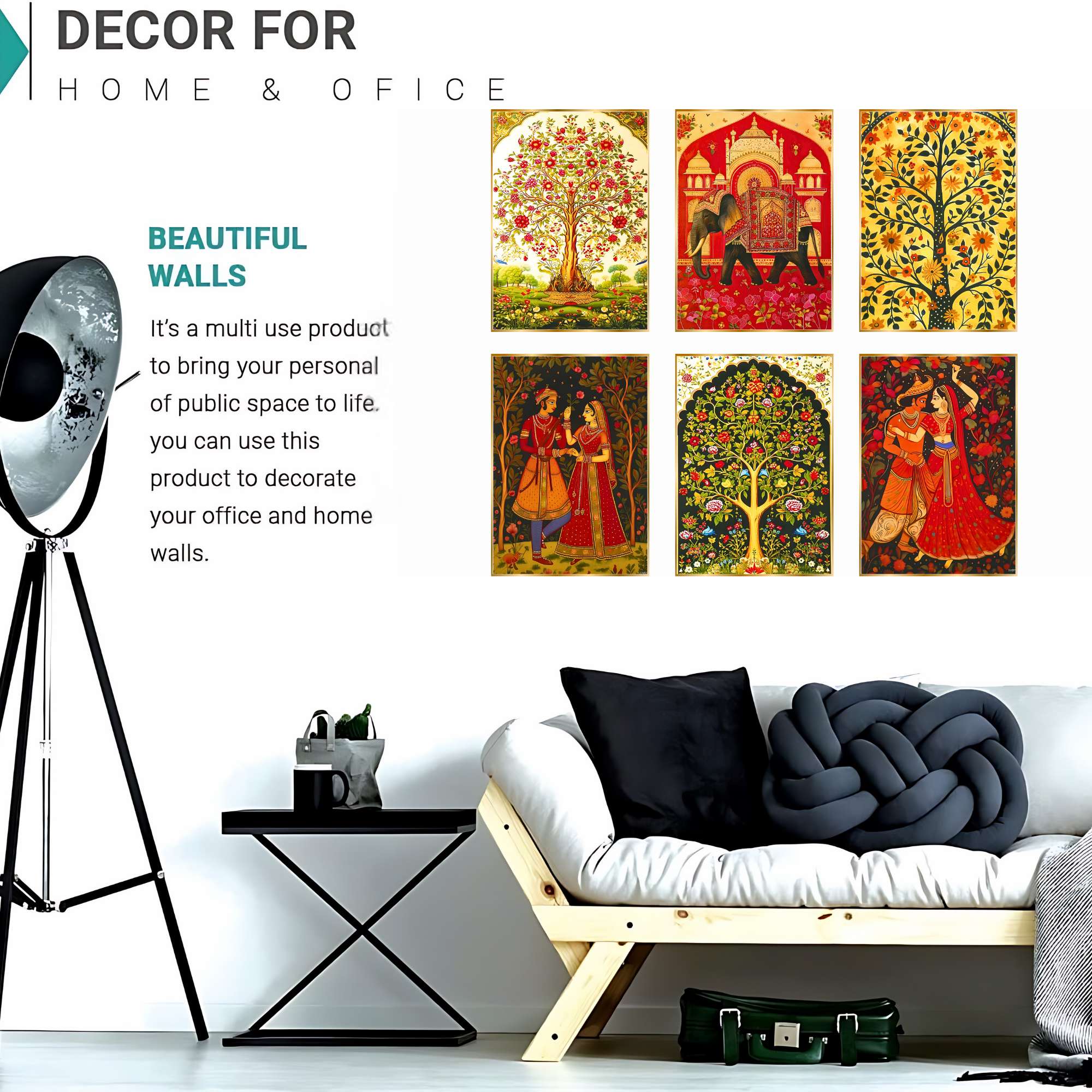 Set of Six Wall Paintings for Wall Dacoration Golden Framed Wall Paintings for Living Room & Bedroom Wall Art for Home Decoration & Office Wall Décor (17x13 inch CH-GD6-10) - Image 3
